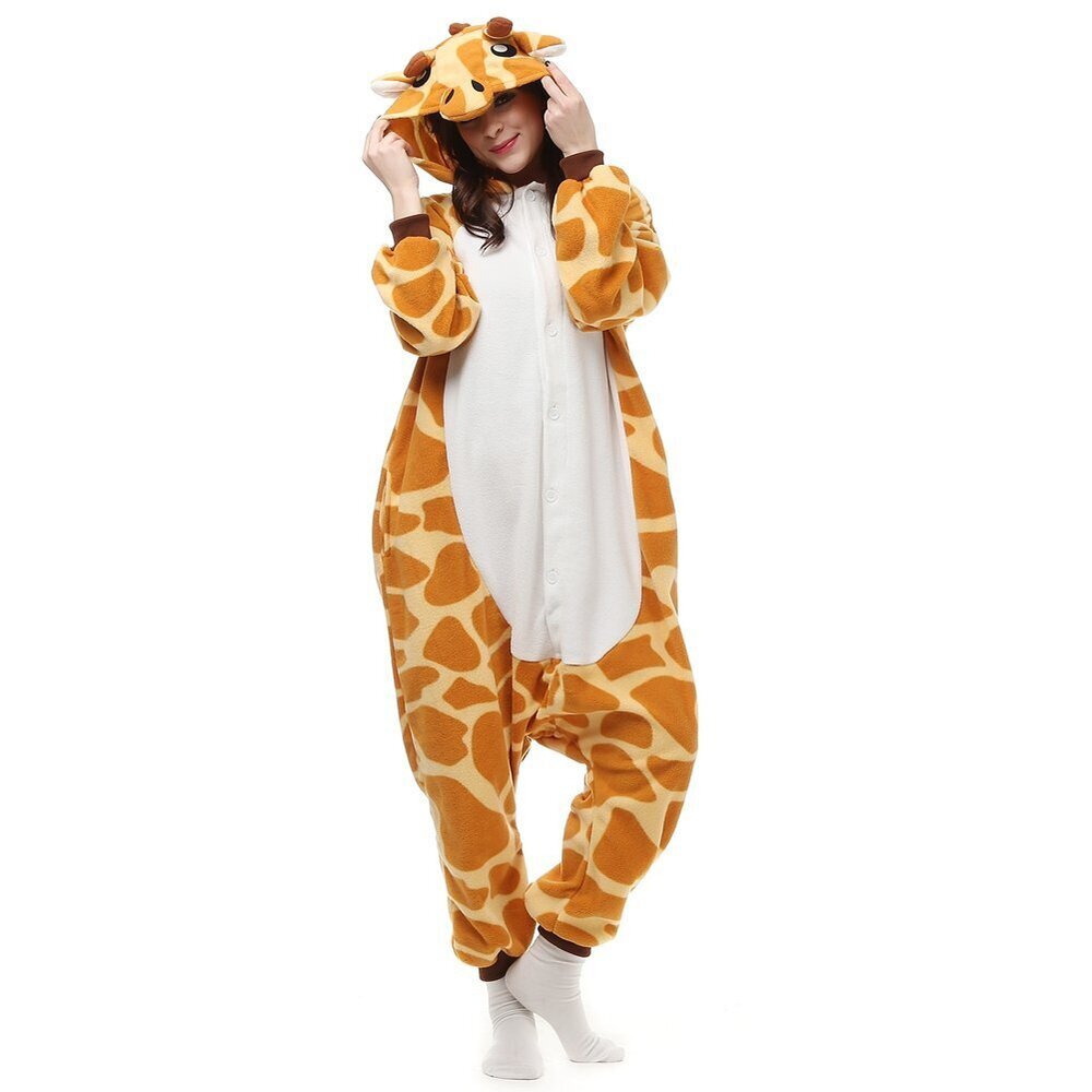 7219 Adult Giraffe Onesie One Piece Pajamas Cosplay Costume Sleepwear Large